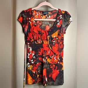 A Byer Small red/orange/brown blouse with tie in the back